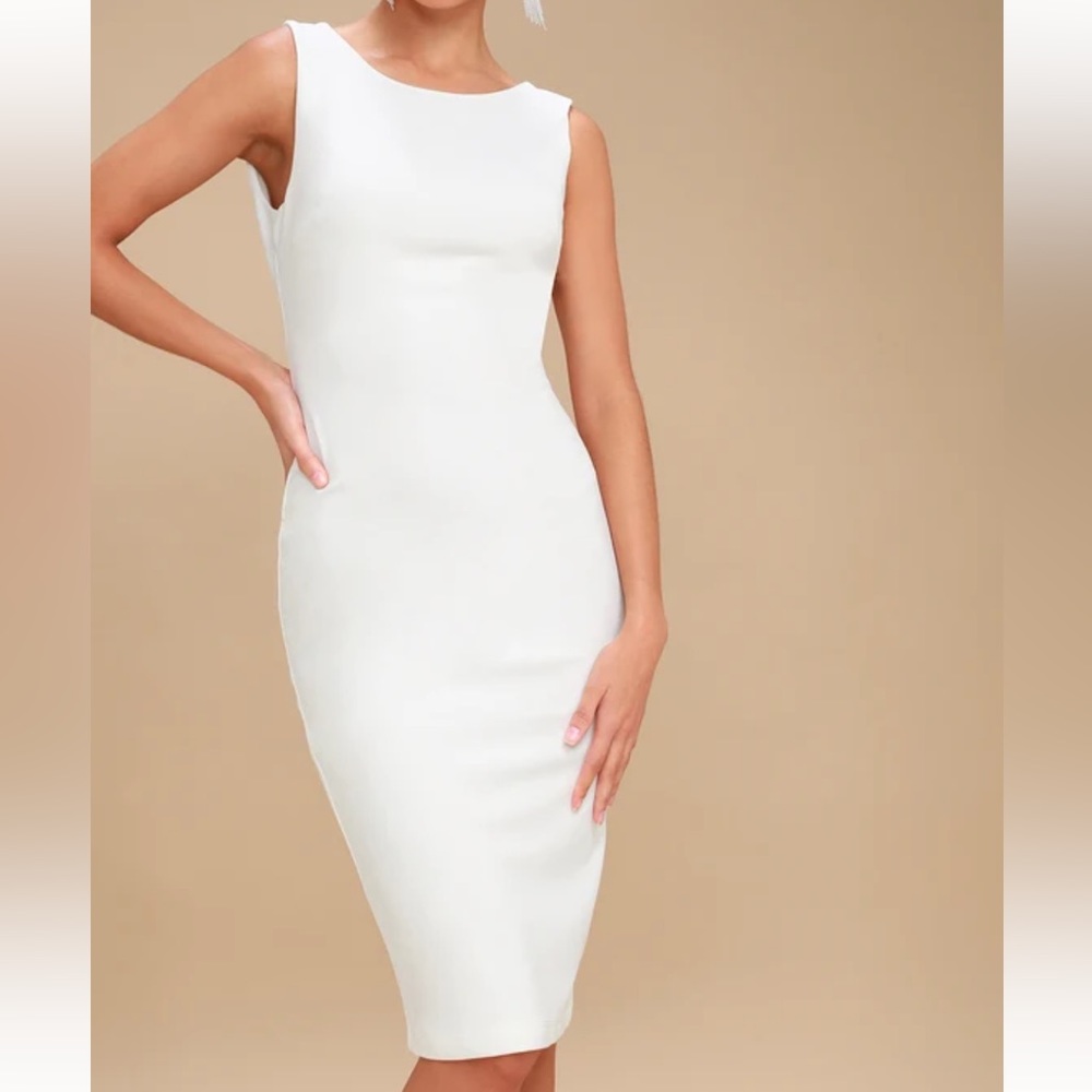 So Stunning White Backless Midi Dress